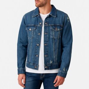 Old Navy distressed jeans jacket men’s medium